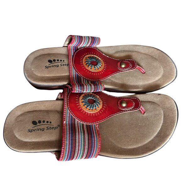 Spring Step Yasmin Leather Boho Thong Sandals 38 - Picture 3 of 6